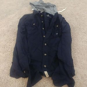 COPY - NWT navy button down with grey hoodie